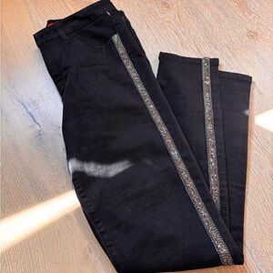Guess Black Skinny Jeans with Metallic Side Trim